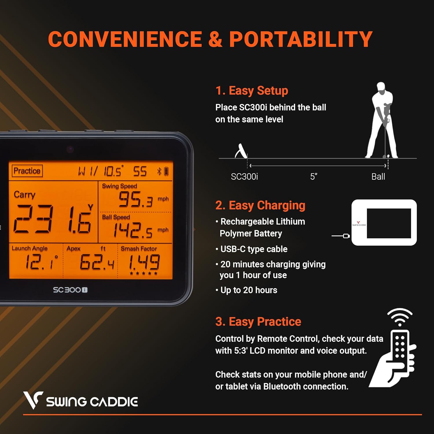 Swing Caddie SC300i Portable Golf Launch Monitor – Voice Caddie