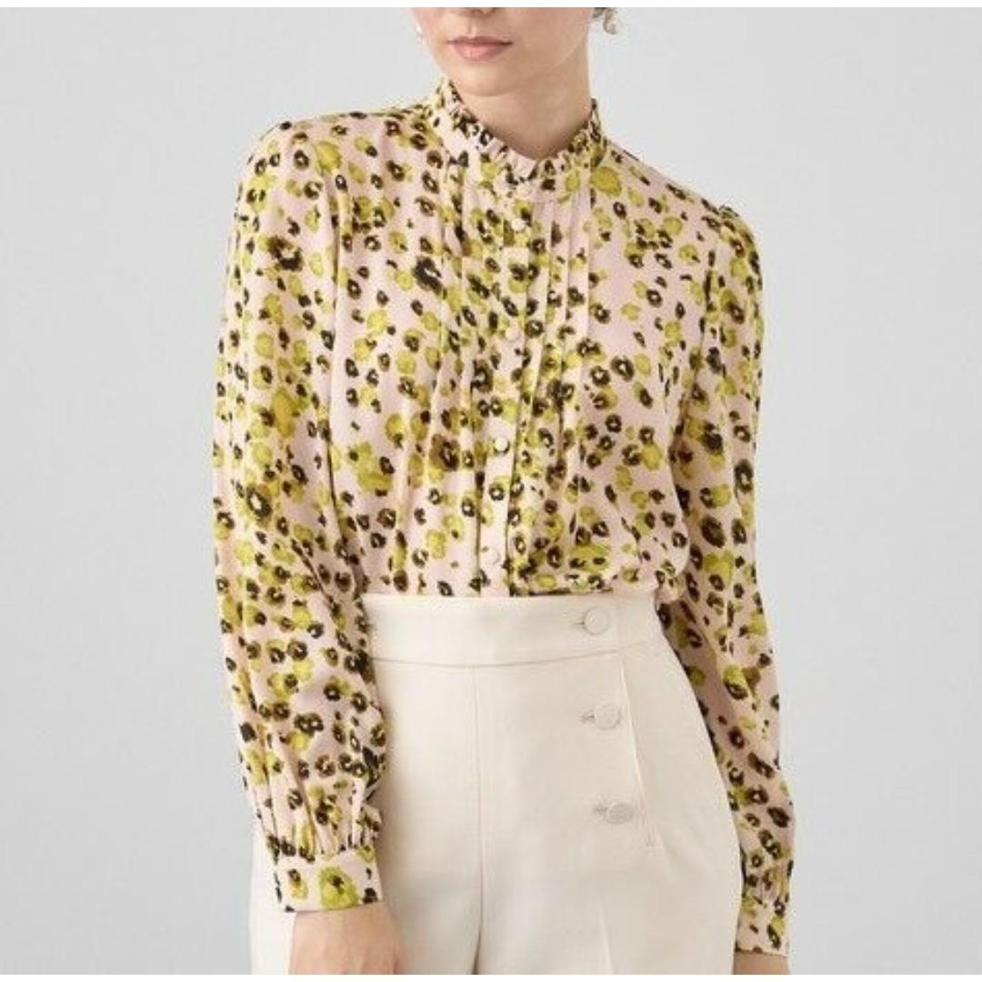 24SS アナイ レオパードプリントスタンドフリル ブラウス サイズ36 セール】 レオパードプリントスタンドフリル ブラウス （シャツ