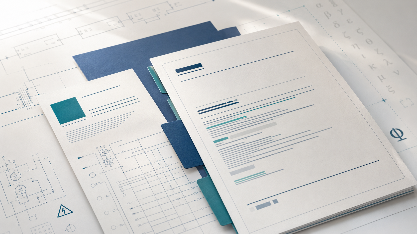 Premium editorial image representing Greek translation of technical standards, electrotechnical documentation and terminology review for ELOT.